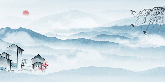 中国风水墨山水复古背景图