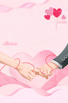 520情人节卡通情侣牵手爱心背景