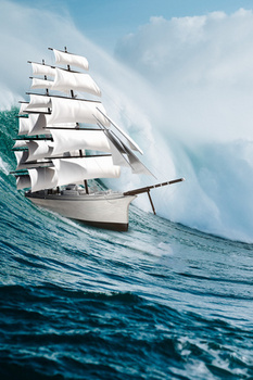 大气摄影合成企业文化正能量乘风破浪海报背景