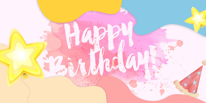 小清新风简约生日快乐背景