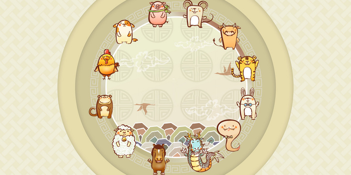 小清新简约手绘十二生肖背景