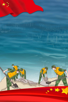 抗洪救灾众志成城公益军人救援摄影合成背景