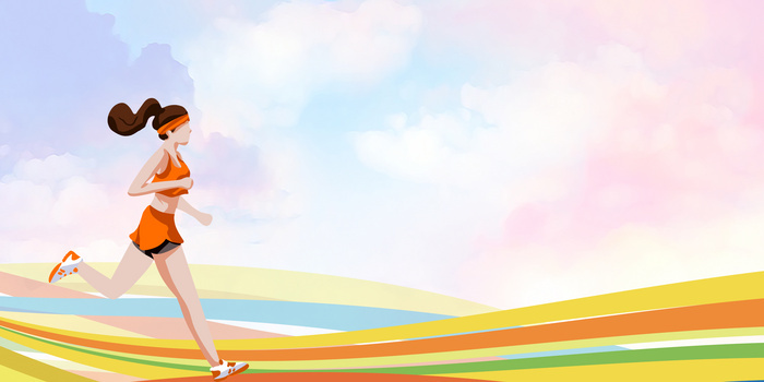 简约风全民健身日跑步背景