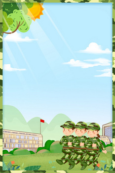 军训迷彩服校园军训卡通背景