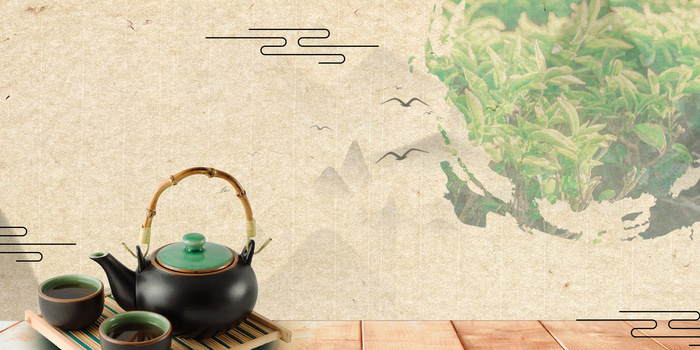 中国风绿茶茶道摄影合成背景