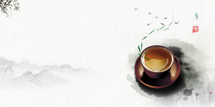 传统中国风水墨茶道摄影合成背景