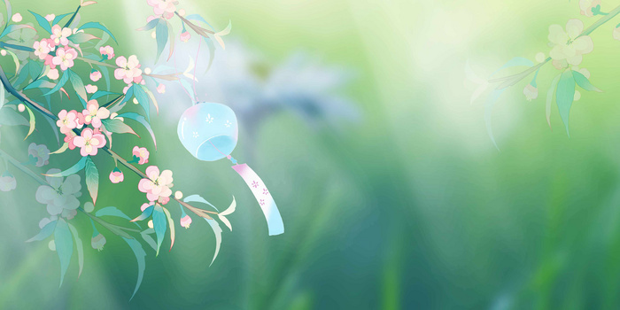 清新文艺日系风铃植物背景