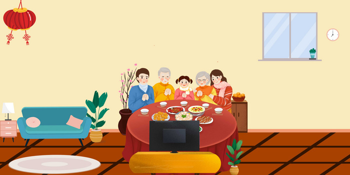 看电视的一家人