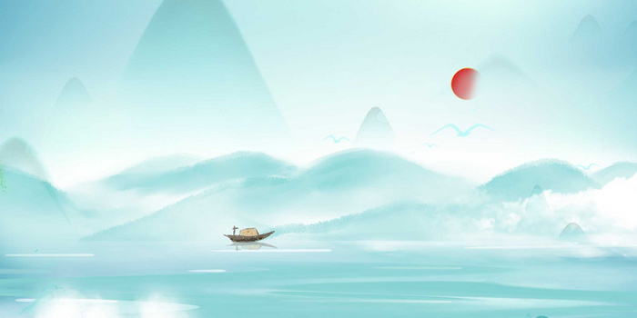 绿色抽象山水典雅中国风背景