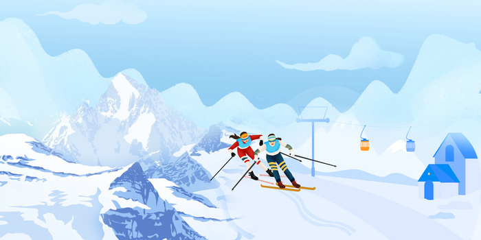插画风冬奥会滑雪竞技比赛背景