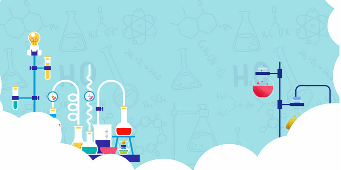 蓝色小清新插画风化学元素背景