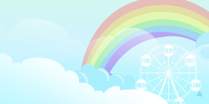 蓝色文艺清新摩天轮彩虹背景