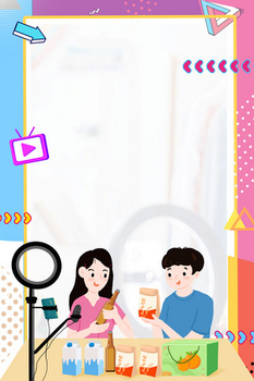 孟菲斯风格电商直播带货背景