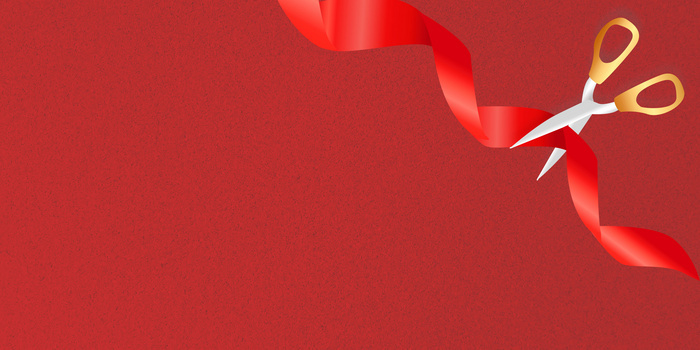 红色简约喜庆剪彩背景