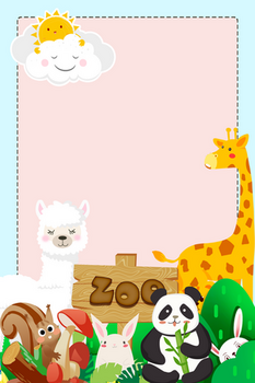 手绘卡通动物园边框背景