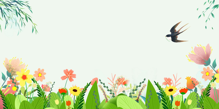 粉色春天春季清新花丛背景