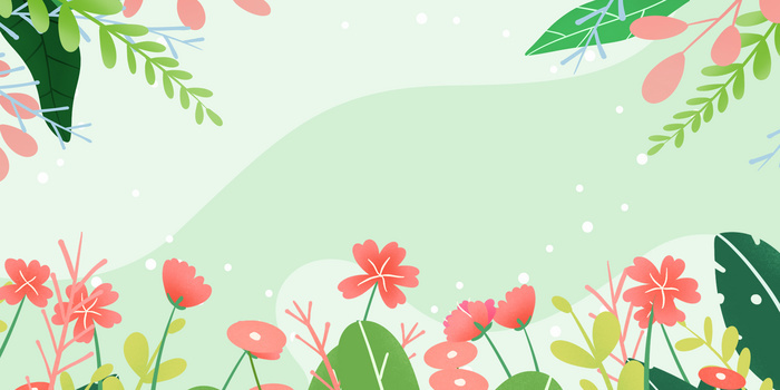 卡通清新春天花丛