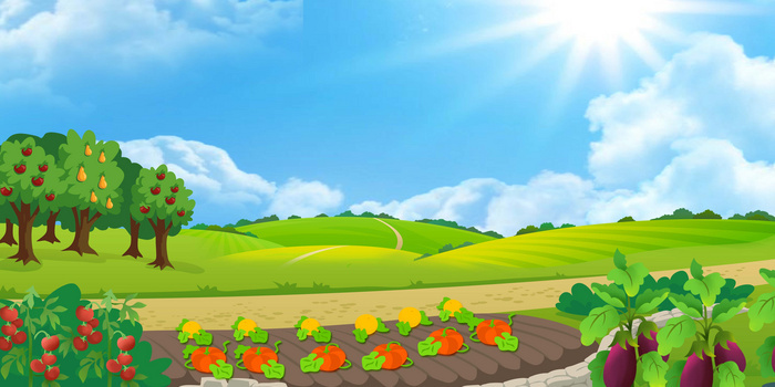 菜园丰收扁平卡通背景