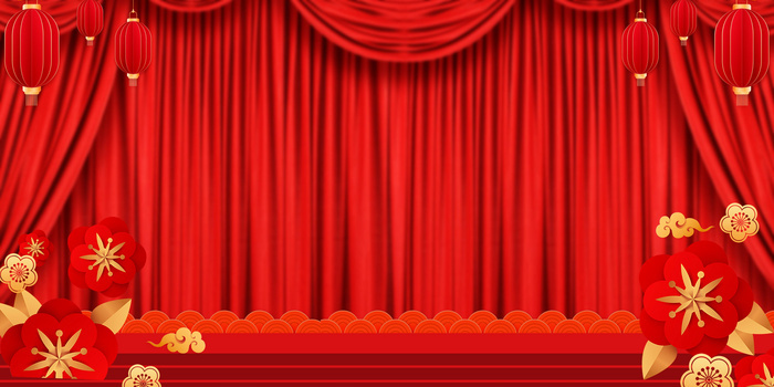 红色舞台合成通用灯光背景
