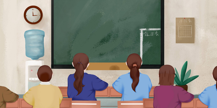 怀旧复古教室上课课堂插画背景