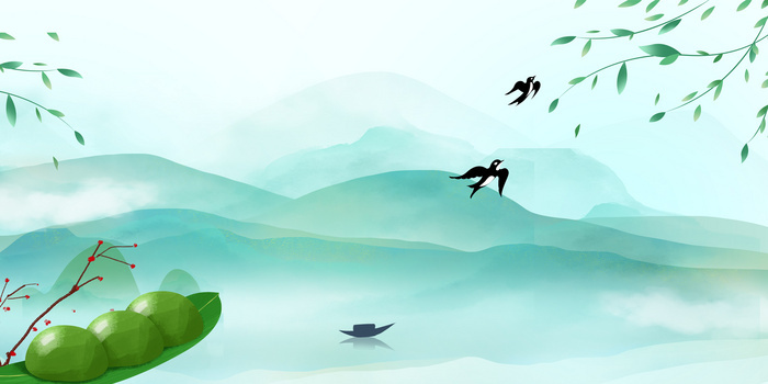 古风清新寒食节创意合成背景