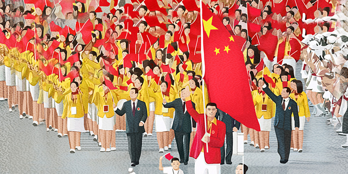 北京奥运会开幕式中国代表团插画背景