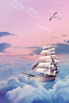 梦幻云海扬帆起航合成背景