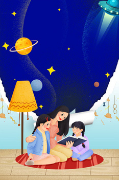 亲子讲述太空故事背景