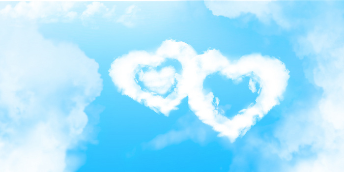 七夕创意蓝天云朵爱心背景