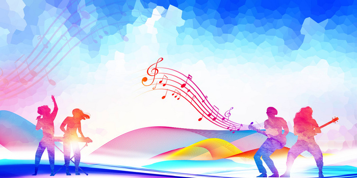 炫彩歌手乐队剪影合成背景