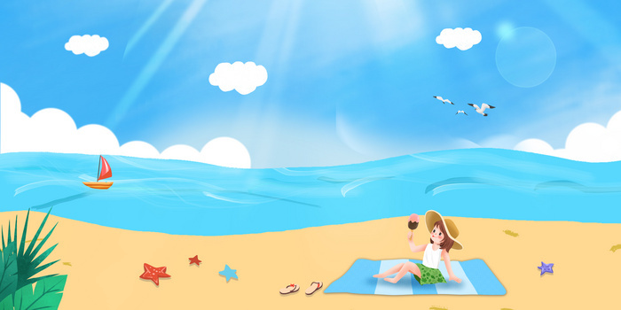 夏日西瓜创意日光浴卡通背景