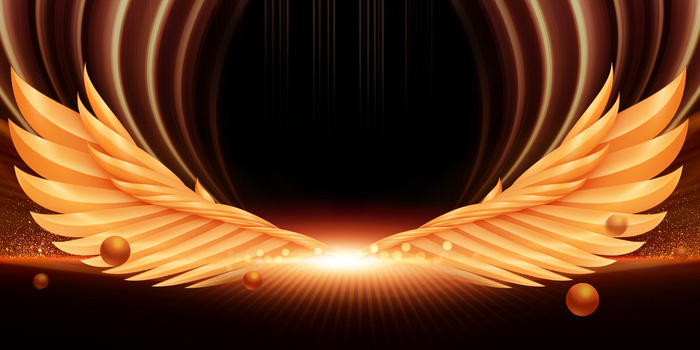 黑金风金色翅膀展翅飞翔正能量年会通用背景
