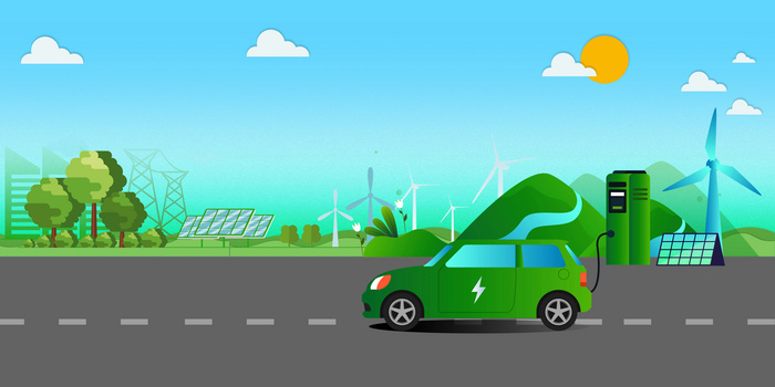新能源汽车绿色大自然背景