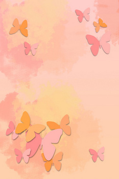 粉橘色水彩渐变蝴蝶背景