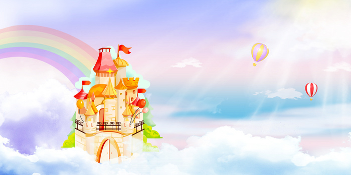 梦幻城堡卡通插画浪漫建筑背景