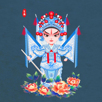 中国风古风戏曲京剧人物生角插画jpgpsd像素:3543 x