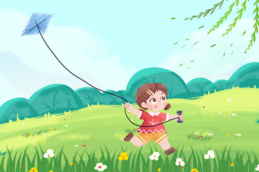 放风筝卡通背景图片大全_放风筝卡通背景素材下载_熊猫办公