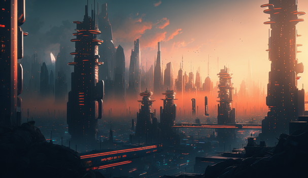 赛博朋克未来科幻世界科技感插画