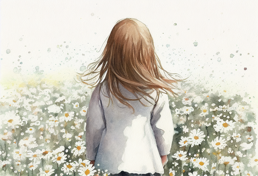 女孩抱雏菊的图片唯美图片