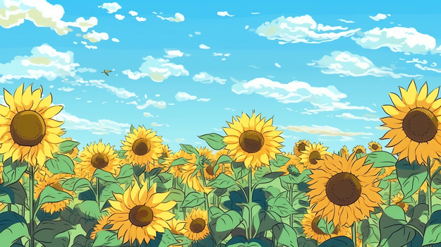 蓝天白云向日葵文艺花海