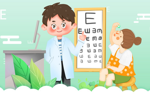 眼科医院插画jpgpsd像素:3000 x 2000格式: psd手绘简约视力检查背景