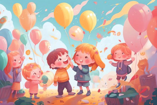 像素:2688 x 1792格式: jpg唯美治愈风小朋友在游乐场玩耍插画jpg像素