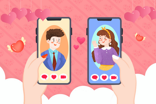 520线上交友联谊约会爱情插画