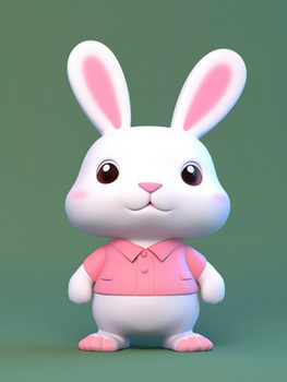 穿着红色西装的可爱兔子c4d模型