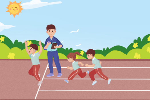 新学期体育课跑步考试老师计分插画