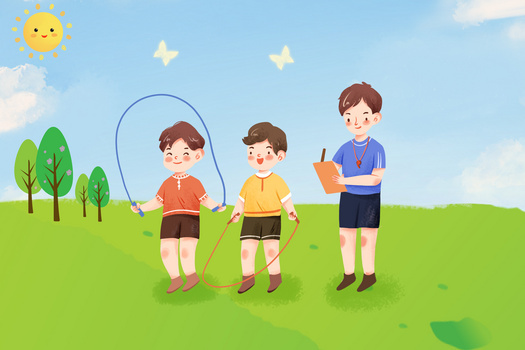 跳绳插画jpgpsd像素:3000 x 2000格式: psd趣味运动会人物剪影海报jpg