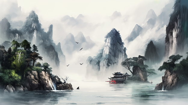 唯美水墨古典中国风背景图片素材下载_熊猫办公