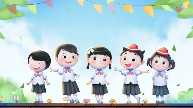 卡通幼儿园毕业典礼背景图片素材下载_熊猫办公