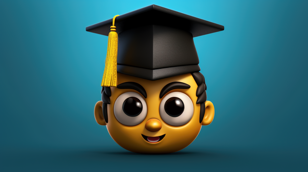 带着学士帽的可爱表情符号