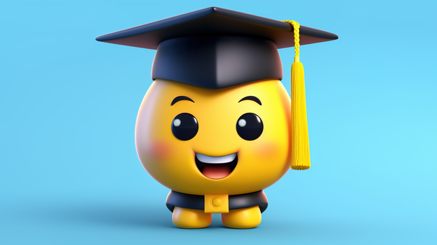 带着学士帽的可爱表情符号